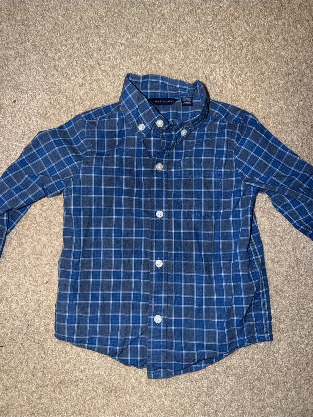Janie and Jack Blue Plaid Button-Down Shirt